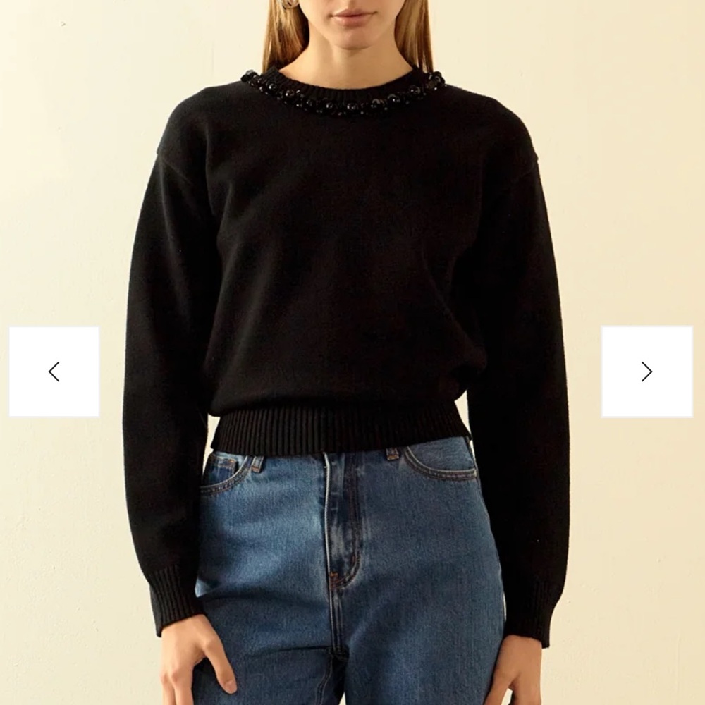 ENDLESS ROSE Beaded Sweater - Black - XS